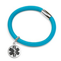 Turquoise Lamb Leather Black Medical Silver Charm Bracelet